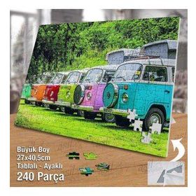Asil Hobi Vosvos Karavan-Araba-Doğa-Ağaçlar Yapboz-Ayak Destekli Çerçeveli 240 Parça Puzzle