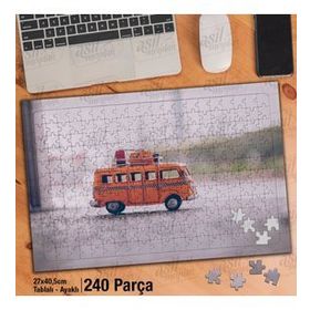 Asil Hobi Woswos-Araba-Münibüs-Tatil Yapboz-Ayak Destekli Çerçeveli 240 Parça Puzzle