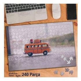 Asil Hobi Woswos-Araba-Münibüs-Tatil Yapboz-Ayak Destekli Çerçeveli 240 Parça Puzzle