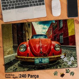 Asil Hobi Woswos-Kırmızı Araba-Sokak-Evler Yapboz-Ayak Destekli 240 Parça Puzzle