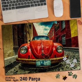 Asil Hobi Woswos-Kırmızı Araba-Sokak-Evler Yapboz-Ayak Destekli 240 Parça Puzzle