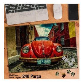 Asil Hobi Woswos-Kırmızı Araba-Sokak-Evler Yapboz-Ayak Destekli 240 Parça Puzzle