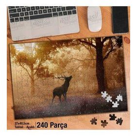 Asil Hobi Yabani Geyik-Hayvan-Orman-Sis-Doğa Yapboz-Ayak Destekli Çerçeveli 240 Parça Puzzle