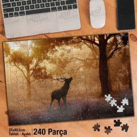 Asil Hobi Yabani Geyik-Hayvan-Orman-Sis-Doğa Yapboz-Ayak Destekli Çerçeveli 240 Parça Puzzle