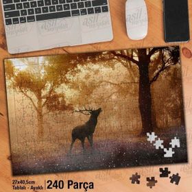 Asil Hobi Yabani Geyik-Hayvan-Orman-Sis-Doğa Yapboz-Ayak Destekli Çerçeveli 240 Parça Puzzle