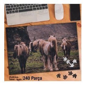 Asil Hobi Yabani Vahşi Hayvan-At-Tay-Doğa Yapboz-Ayak Destekli Çerçeveli 240 Parça Puzzle