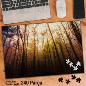 Asil Hobi Yaprakları Dökülmüş Ağaçlar-Gün Işığı Yapboz-Ayak Destekli Çerçeveli 240 Parça Puzzle