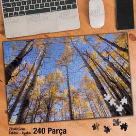 Asil Hobi Yaprakları Dökülmüş Ağaçlar-Orman-Doğa Yapboz-Ayak Destekli Çerçeveli 240 Parça Puzzle