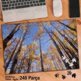 Asil Hobi Yaprakları Dökülmüş Ağaçlar-Orman-Doğa Yapboz-Ayak Destekli Çerçeveli 240 Parça Puzzle