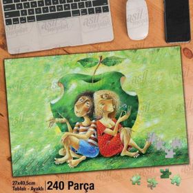 Asil Hobi Yasak Elma-İki Sevgili-Aşk Yapboz-Ayak Destekli Çerçeveli 240 Parça Puzzle