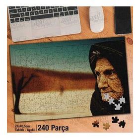 Asil Hobi Yaşlı Kadının Yüzündeki Çizgiler-Çöl Yapboz-Ayak Destekli Çerçeveli 240 Parça Puzzle