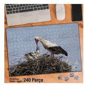 Asil Hobi Yavrularını Besleyen Leylek-Hayvan-Doğa Yapboz-Ayak Destekli Çerçeveli 240 Parça Puzzle