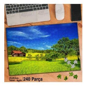 Asil Hobi Yaz Aylarında Dağ Evi-Manzara-Doğa Yapboz-Ayak Destekli Çerçeveli 240 Parça Puzzle