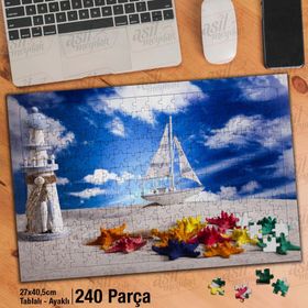 Asil Hobi Yaz-Gemi-Fener-Deniz Yıldızları Yapboz-Ayak Destekli Çerçeveli 240 Parça Puzzle