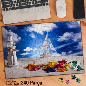 Asil Hobi Yaz-Gemi-Fener-Deniz Yıldızları Yapboz-Ayak Destekli Çerçeveli 240 Parça Puzzle