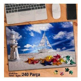 Asil Hobi Yaz-Gemi-Fener-Deniz Yıldızları Yapboz-Ayak Destekli Çerçeveli 240 Parça Puzzle