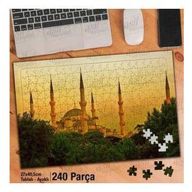 Asil Hobi Yeşil Ağaçlar-Camii-Kubbe-Minare Yapboz-Ayak Destekli Çerçeveli 240 Parça Puzzle
