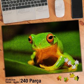 Asil Hobi Yeşil Kurbağa-Vahşi Yaşam-Doğa-Tabiat Yapboz-Ayak Destekli Çerçeveli 240 Parça Puzzle