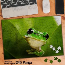 Asil Hobi Yeşil Kurbağa-Vahşi Yaşam-Doğa-Tabiat Yapboz-Ayak Destekli Çerçeveli 240 Parça Puzzle