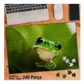 Asil Hobi Yeşil Kurbağa-Vahşi Yaşam-Doğa-Tabiat Yapboz-Ayak Destekli Çerçeveli 240 Parça Puzzle