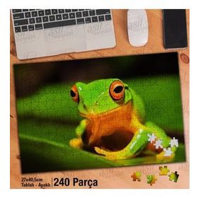 Asil Hobi Yeşil Kurbağa-Vahşi Yaşam-Doğa-Tabiat Yapboz-Ayak Destekli Çerçeveli 240 Parça Puzzle
