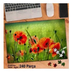Asil Hobi Yeşil Otlar Arasında Kırmızı Çiçek-Doğa Yapboz-Ayak Destekli Çerçeveli 240 Parça Puzzle