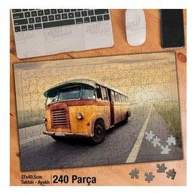 Asil Hobi Yol Otasında Terkedilmiş Otobüs-Araç Yapboz-Ayak Destekli Çerçeveli 240 Parça Puzzle