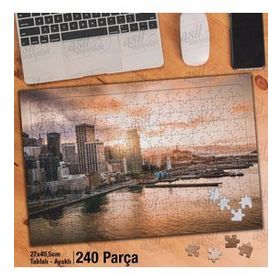 Asil Hobi Yüksek Binalar-Gökdelen-Deniz-Manzara Yapboz-Ayak Destekli Çerçeveli 240 Parça Puzzle