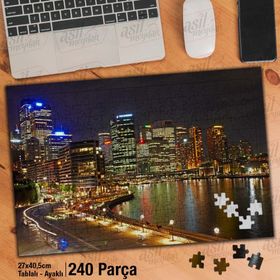 Asil Hobi Yüksek Binalar-Gökdelen-Mimari-Gece Yapboz-Ayak Destekli Çerçeveli 240 Parça Puzzle