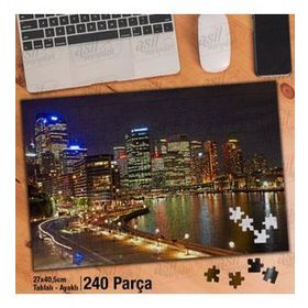 Asil Hobi Yüksek Binalar-Gökdelen-Mimari-Gece Yapboz-Ayak Destekli Çerçeveli 240 Parça Puzzle