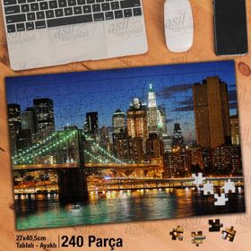 Asil Hobi Yüksek Binalar-Gökdelen-Şehir-Gece Yapboz-Ayak Destekli Çerçeveli 240 Parça Puzzle