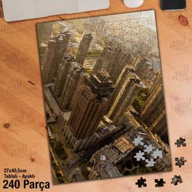 Asil Hobi Yüksek Binalar-Şehir-Konut-Mimari Yapboz-Ayak Destekli Çerçeveli 240 Parça Puzzle