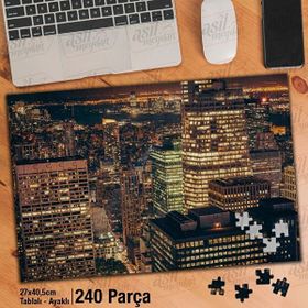 Asil Hobi Yükselen Binalar-Gece-Kuşbakışı-Manzara Yapboz-Ayak Destekli Çerçeveli 240 Parça Puzzle