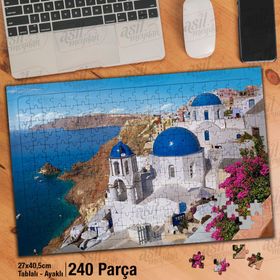 Asil Hobi Yunanistan-Deniz-Ada-Monkonos Yapboz-Ayak Destekli Çerçeveli 240 Parça Puzzle