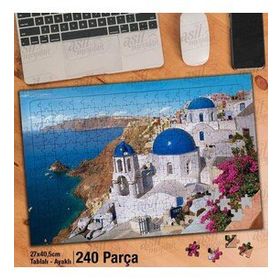Asil Hobi Yunanistan-Deniz-Ada-Monkonos Yapboz-Ayak Destekli Çerçeveli 240 Parça Puzzle