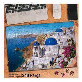 Asil Hobi Yunanistan-Deniz-Ada-Monkonos Yapboz-Ayak Destekli Çerçeveli 240 Parça Puzzle