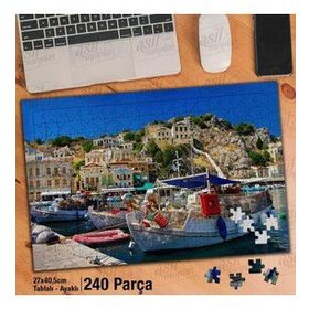 Asil Hobi Yunanistan-Deniz-Gemi-Liman-Manzara Yapboz-Ayak Destekli Çerçeveli 240 Parça Puzzle