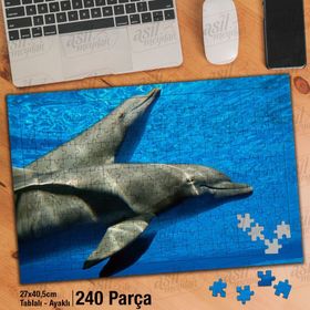 Asil Hobi Yunus Balıkları-Sevimli Hayvanlar Yapboz-Ayak Destekli Çerçeveli 240 Parça Puzzle