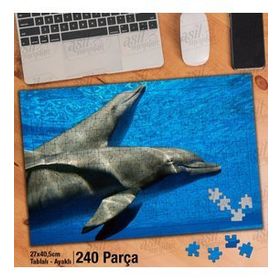Asil Hobi Yunus Balıkları-Sevimli Hayvanlar Yapboz-Ayak Destekli Çerçeveli 240 Parça Puzzle