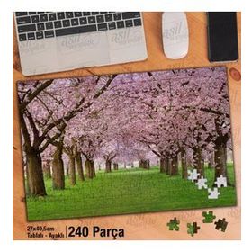 Asil Hobi Yürüyüş Yolu-Pembe Kiraz Ağaçları-Doğa Yapboz-Ayak Destekli Çerçeveli 240 Parça Puzzle