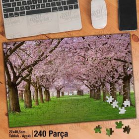 Asil Hobi Yürüyüş Yolu-Pembe Kiraz Ağaçları-Doğa Yapboz-Ayak Destekli Çerçeveli 240 Parça Puzzle