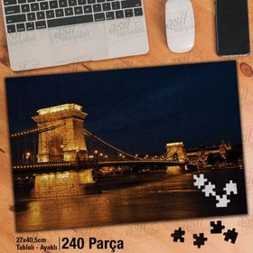 Asil Hobi Zincir Köprü-Deniz-Gece-Yansıma Yapboz-Ayak Destekli Çerçeveli 240 Parça Puzzle
