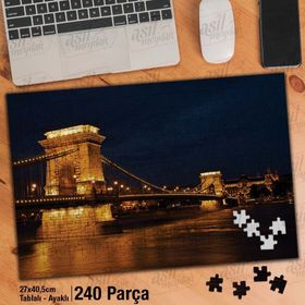 Asil Hobi Zincir Köprü-Deniz-Gece-Yansıma Yapboz-Ayak Destekli Çerçeveli 240 Parça Puzzle