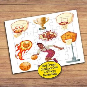 Asilmeydan 427357095 24 Parça Basketbol Sporu Pota Çocuk Puzzle Yapboz Tablo