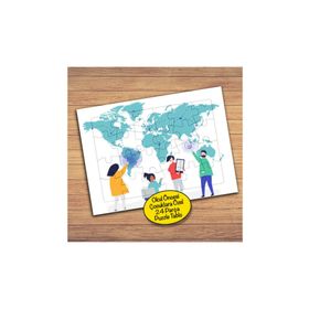 Asilmeydan 427461947 24 Parça Dünya Haritası Turistler Çocuk Puzzle Yapboz Tablo