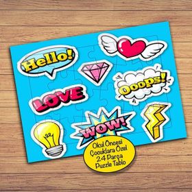 Asilmeydan 428044889 24 Parça Hello Love Yazılı Balon Çocuk Puzzle Yapboz Tablo