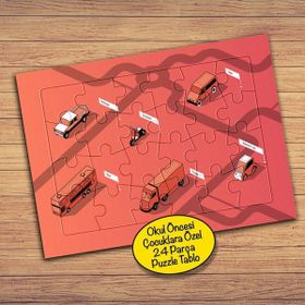 Asilmeydan 428074464 24 Parça Park Halindeki Araçlar Çocuk Puzzle Yapboz Tablo