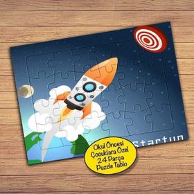 Asilmeydan 428107241 24 Parça Gökyüzü Roket Yolculuğu Çocuk Puzzle Yapboz Tablo
