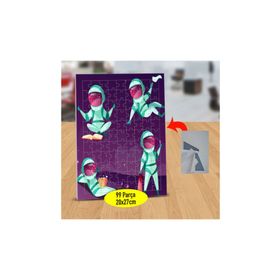 Asilmeydan 433106638 99 Parça Mor Gökyüzünde Astronot Puzzle Yapboz Tablo