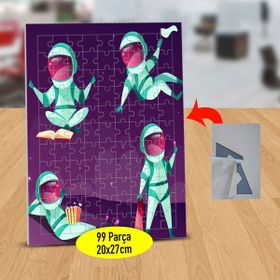 Asilmeydan 433106638 99 Parça Mor Gökyüzünde Astronot Puzzle Yapboz Tablo
